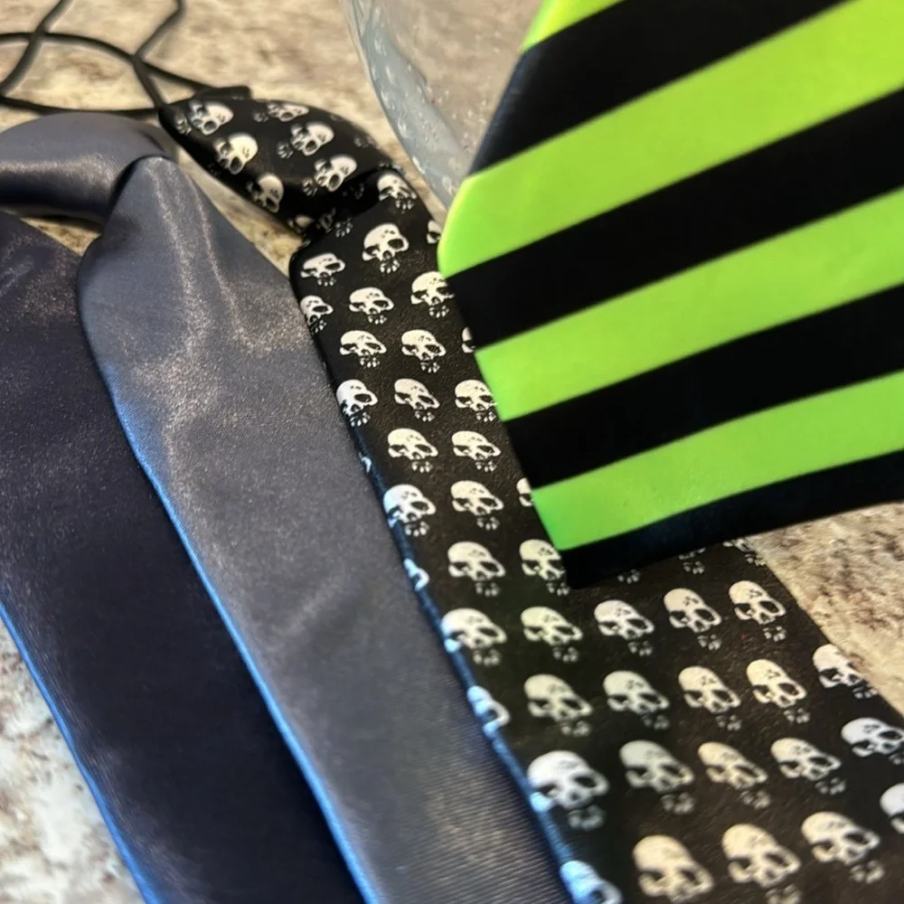 NWOT 10 inch unisex ties set of 4. Attached elastic cord goes under the collar